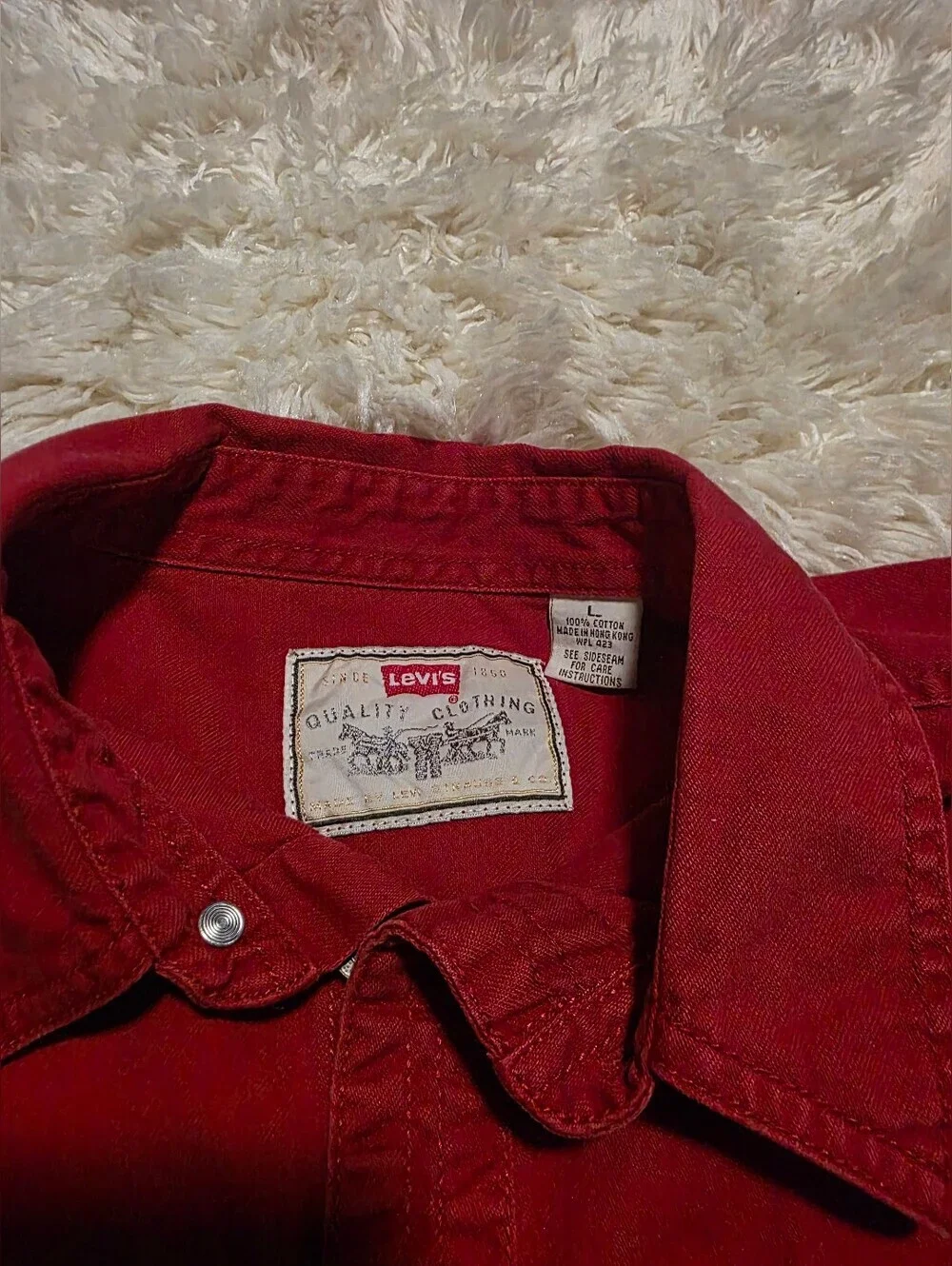 Vintage Levi's Men's Red Tab Casual Western Work Button-Down Red Shirt Sz. Large